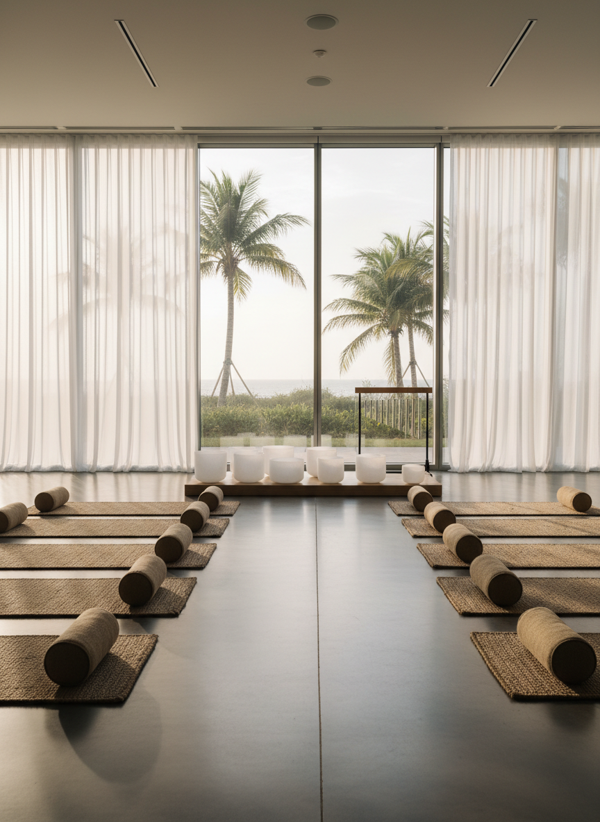 A minimalist corporate wellness setup