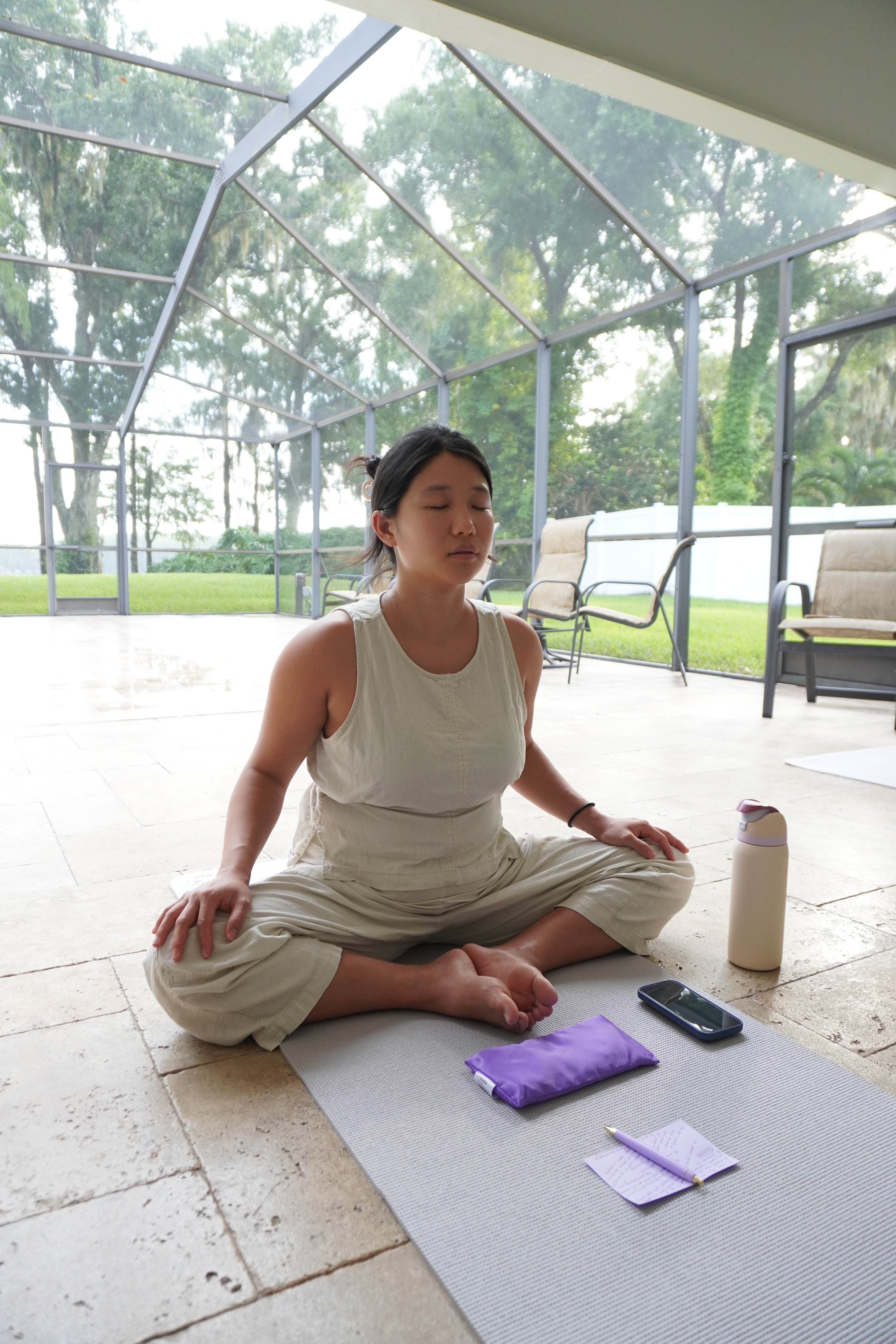 Meditation during a sound bath session